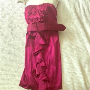 Berry color strapless cocktail dress